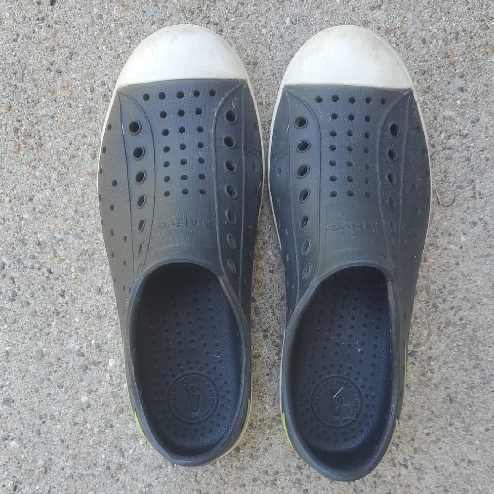 Native Shoes Black and White Slip-On Sneakers
